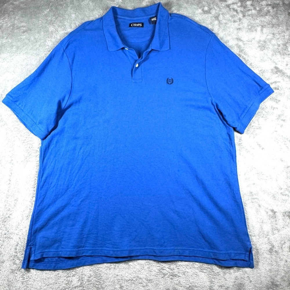 Chaps Polo Shirt Men's 4XB Blue Short Sleeve Classic‎ Fit